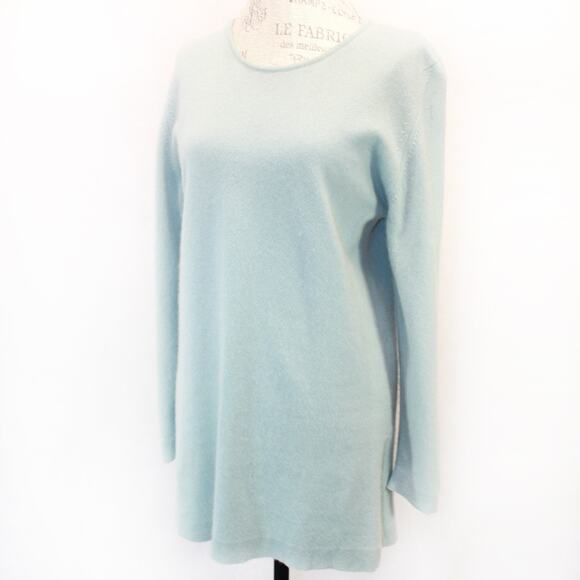 Johnstons of Elgin 100% Cashmere Knit Sweater Tunic Pullover Cozy Preppy Medium - Picture 1 of 6